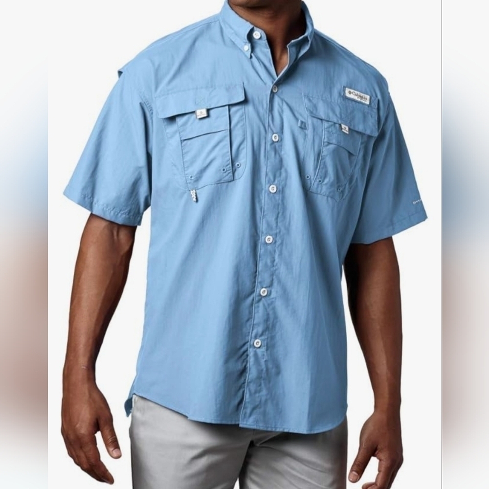 Columbia Bahama Short Sleeve Shirt Mens Blue Size XL/ TG.